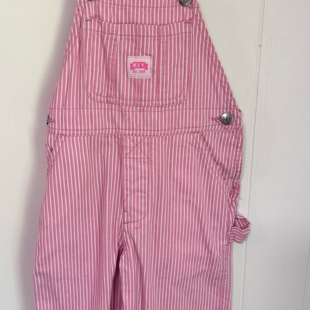 Key Vintage Pink Stripe Overall 4T